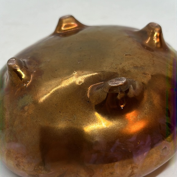 Vintage Iridescent Copper & Pink Glazed Footed Bowl - Picture 5 of 6